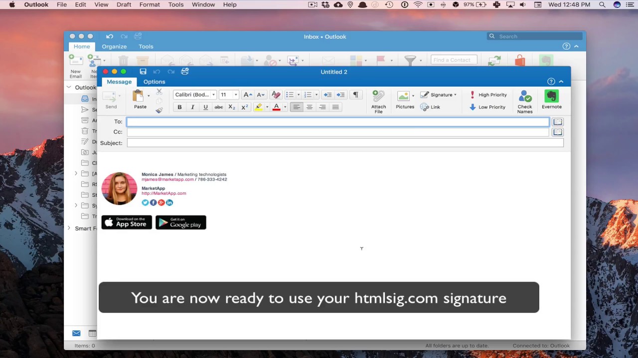 Signature on outlook for mac